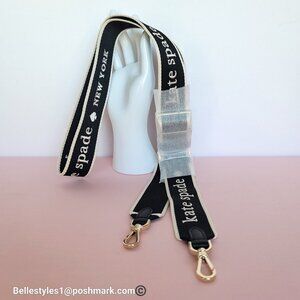 KATE SPADE Webbing Bag Strap with Embroidered Logo- Black multi color ⭐